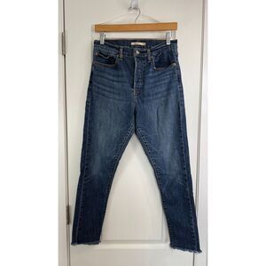 Levi's Wedgie Skinny Jeans Frayed Raw Hem Medium Wash Button Fly Women's 30
